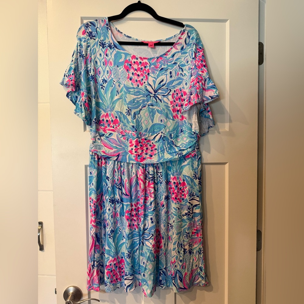 Lilly Pulitzer Blue and Pink Floral Dress
